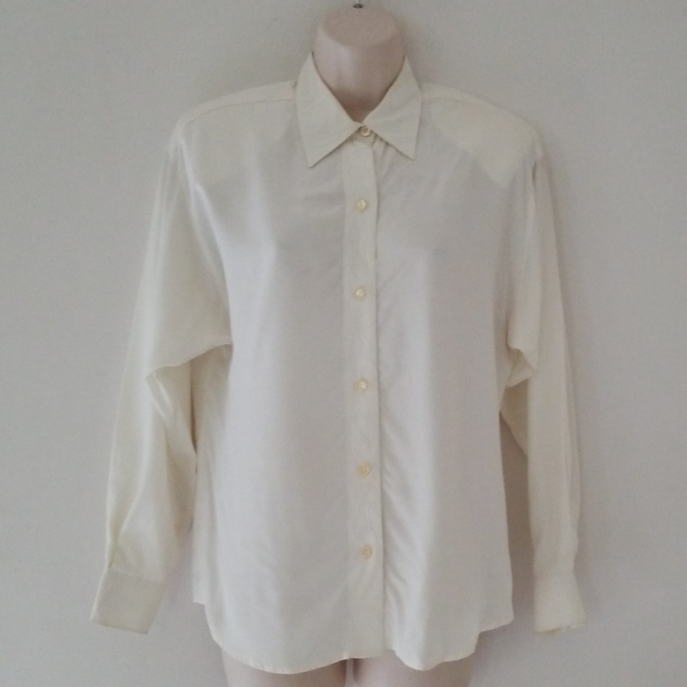 Toto n Ko Womens Cream Long Sleeve Blouse Size P